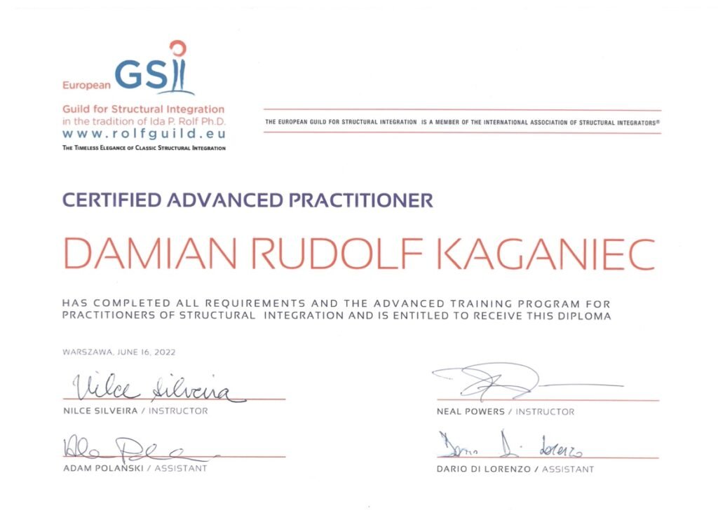 Dyplom European GSI 16.06.2022 - Zaawansowany Kurs Integracji Strukturalnej